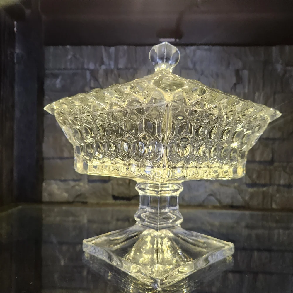 VTG Fostoria American Clear Wedding Bowl With Lid /Candy Dish/Compote HEAVY! - Picture 4 of 16